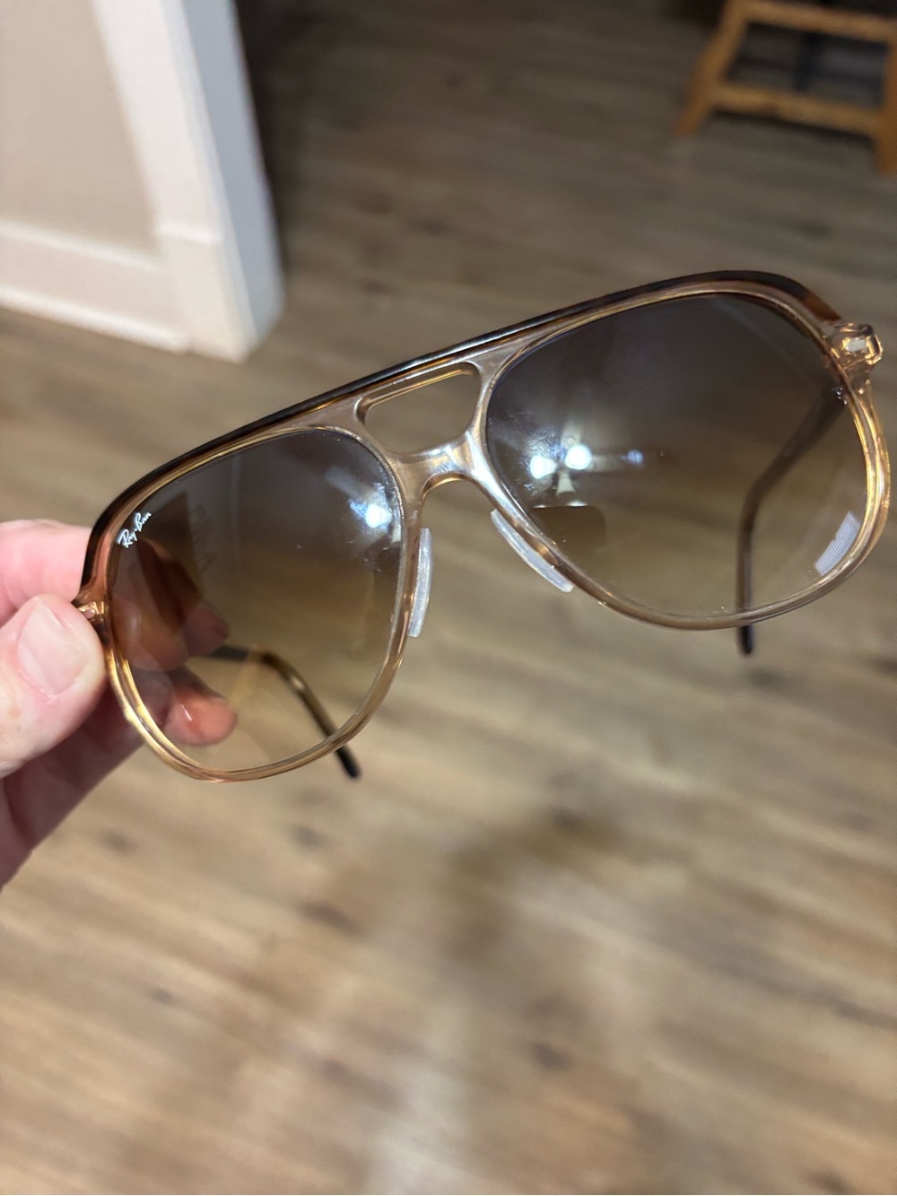Ray-Ban unisex  Brown Gradient Lenses with Translucent Amber Frame Sunglasses